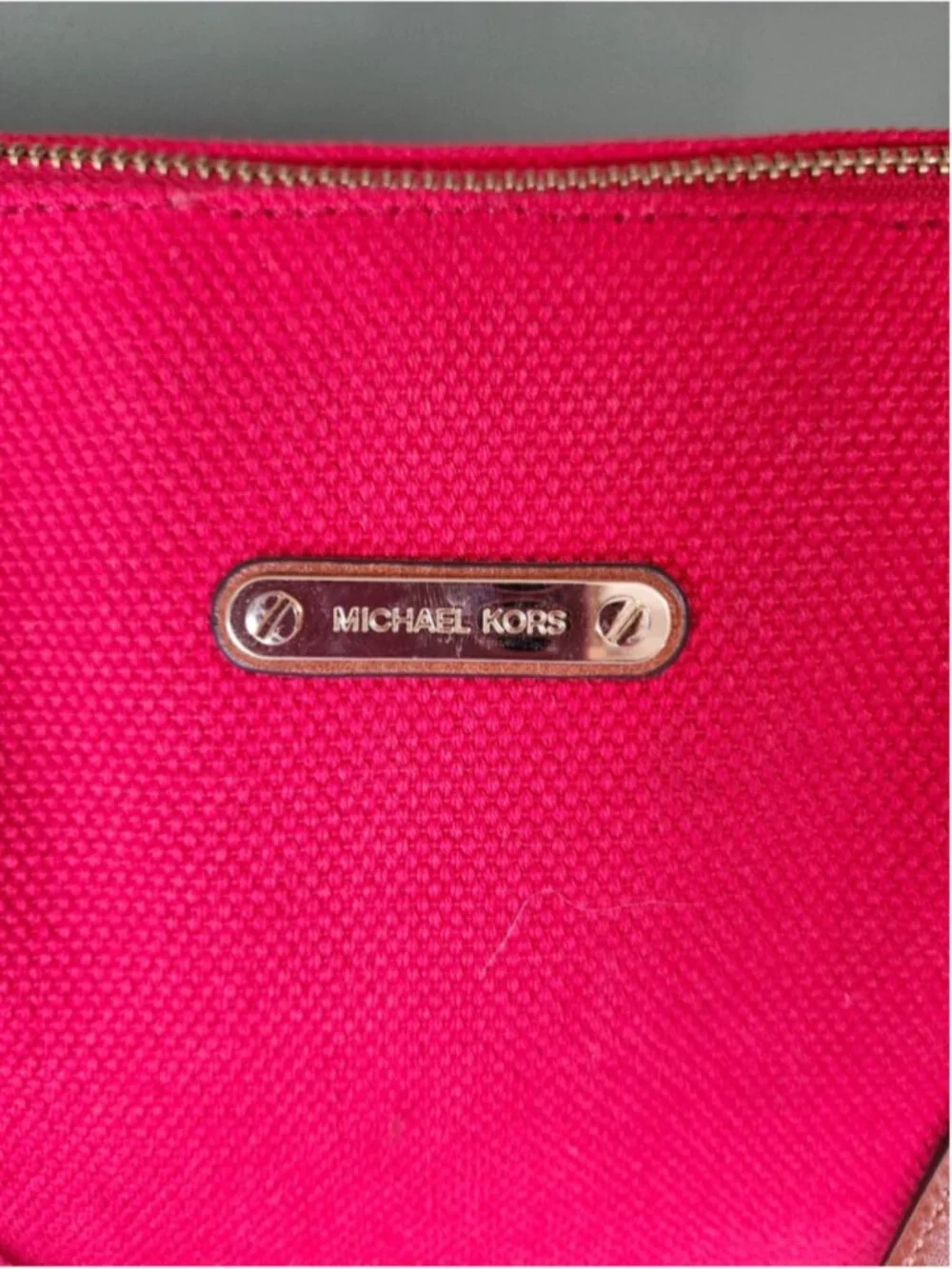 Michael Kors Red Canvas and Leather Tote Bag
